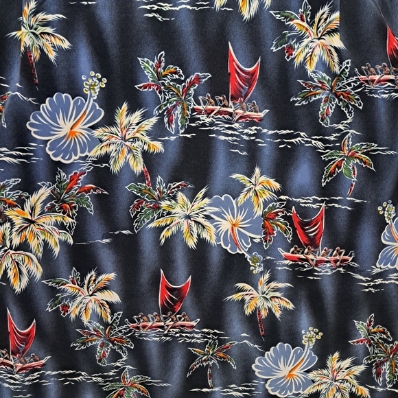 Kennington Men's L Hawaiian Tropical Print Short Sleeve Button Up Shirt - Picture 4 of 6